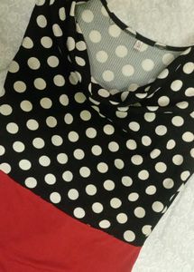 Chic Polka Dot &amp; Red Pencil Dress