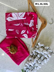 Floral Print Pink Kurti Pant Set