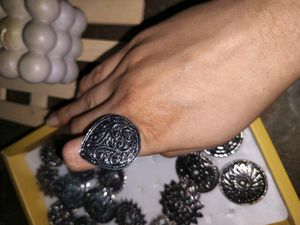 Silver Oxidised Ring Set Of 2
