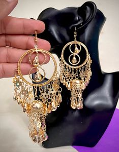 Monkdecor classic agate gold Huge Earrings .