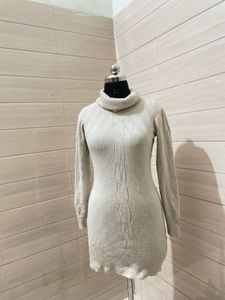 Imported Cream Cable Knit Mini Dress