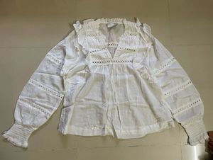 White Ruffle Long Sleeve Top