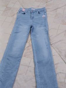 Cute Light Blue Straight Fit Denim Jeans Bow ✨