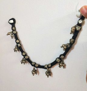 Thread Anklet with Silver Charms