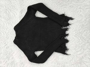 SHEIN Distressed Knit Top