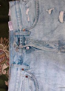 Distressed Denim Skirt