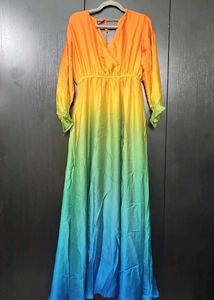Rainbow Ombre Maxi Satin Dress