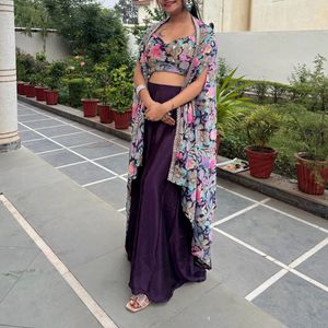 Crop Top Plazo Pant And Jacket