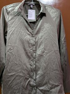 🆕 Olive Satin Finish Shirt