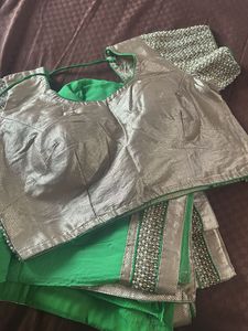 Gold Sequin Blouse Heavy Saree