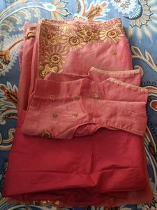 Pink Embellished Saree