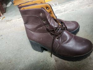 Brown Lace-Up Ankle Boots