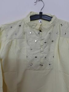 Embellished Light Yellow Kurta