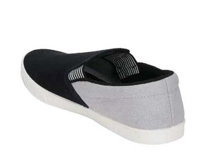 Men&#39;s Casual Black &amp; Gray Slip-On Canvas Shoes