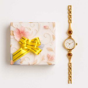Elegant Gold Watch with gift Box Packaging