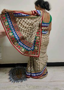 Off White Saree with border