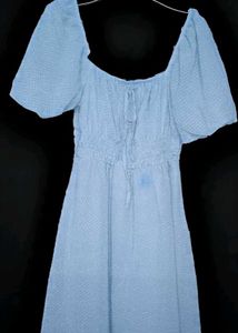 Tokyo Talkies Blue Puff Sleeve Mini Dress