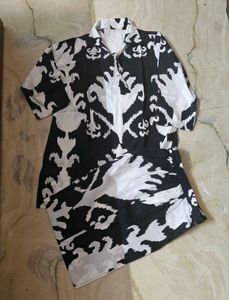 Black N White Short Kurta Set