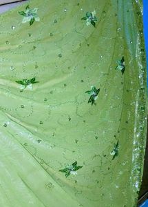 Green Sequin Saree with Blouse
