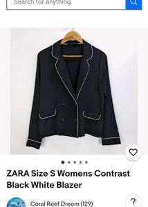 ZARA Size XS Womens Contrast Black White Blazer