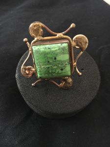 Vintage rustic gaspeite natural stone ring