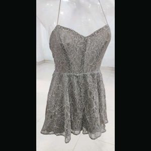 Silver lace romper