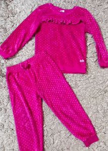 Babyhug Velvet Pink Girls Set