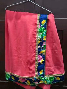 Floral Border Peach Saree