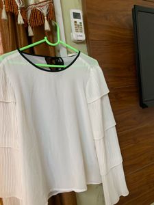 White Ruffle Sleeve Blouse