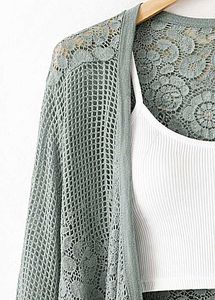 Green Lace Crochet Cardigan