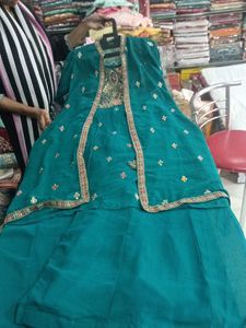 Teal Embroidered Kurta Set