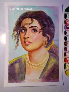 Watercolor Portrait Painting On A4 Sheet
