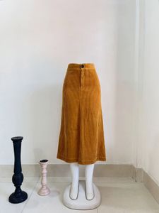 Zara Mustard Corduroy Midi Skirt