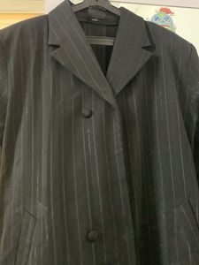 Black Striped Trench Coat Abaya