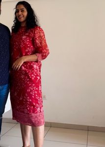Red Sheer Two-Piece Dress
