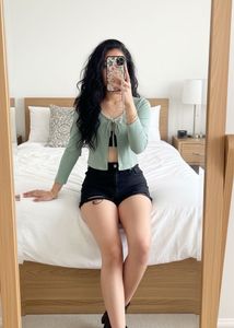Cute Full Sleeve Mint Knot Top ( Open Shrug Kind)