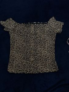 SHEIN Leopard Print Off-Shoulder Top