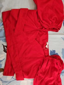 Red tie up crop top