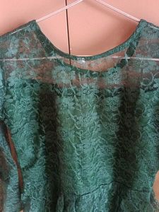 Elegant Green Lace Peplum Top