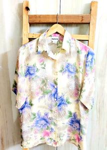 Floral Print Off White Shirt Size-38-40