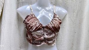 I. Brown Print Crop Top