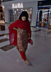 Red Kurta patiyala salwar Set