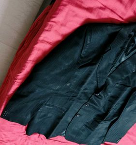 Men Striped Black Suit Blazer