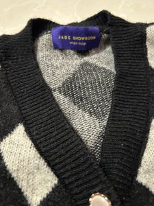 Argyle Knit Cardigan with attached Blouse