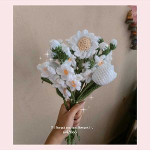 𐙚 🤍⋮Crochet Forget me not Bouquet ꒱꩜ .ᐟ