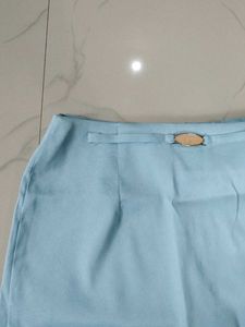 Light Blue Slit Mini Skirt
