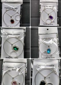 Silver Colorful Gemstone Jewelry Sets
