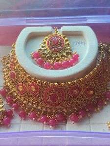 Elegant Pink &amp; Gold Jewelry Set