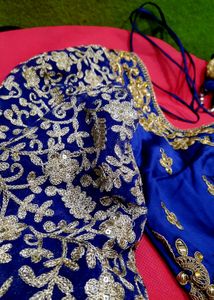 Mystic Navy Embroidery Choli For Women