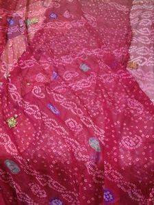 Pink Bandhej saree new